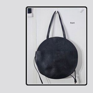 UnderOneSky Black Round Bag. Faux – Vegan Leather Shoulder/Hand Bag/Crossbody